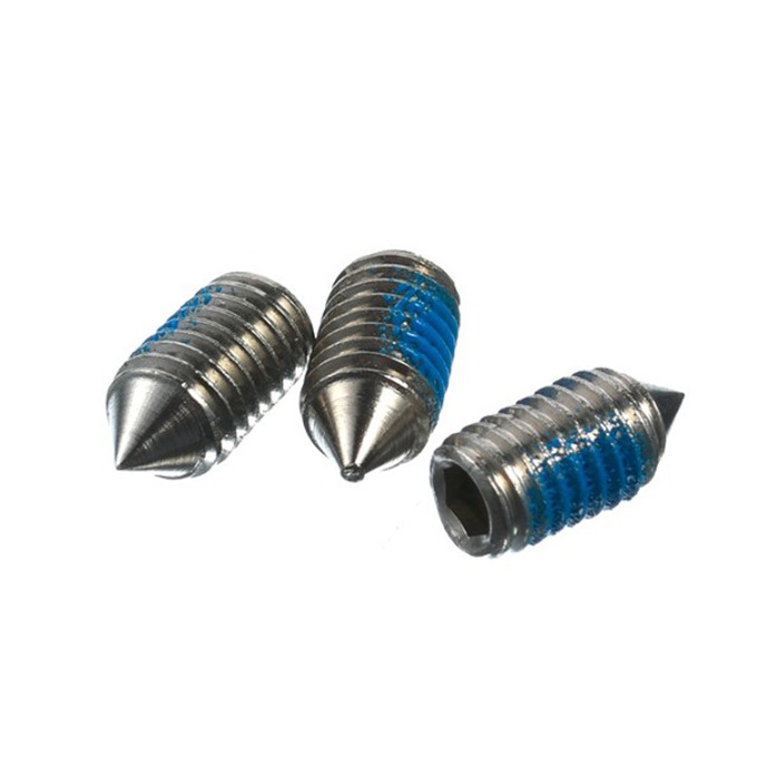 DIN551 stainless steel 304 316 Micro precise self-locking slotted set screw with blue nylon