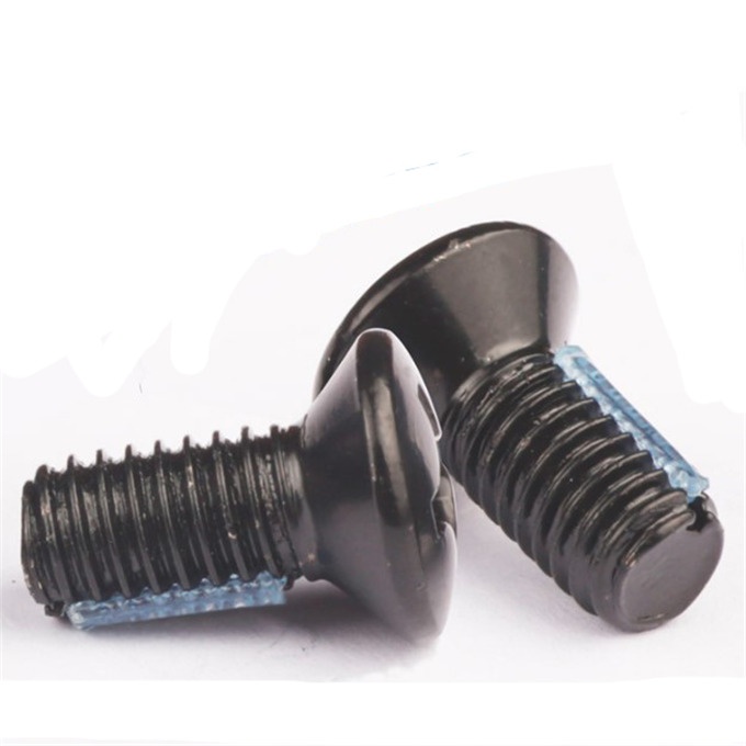 Metal Black Oval head screw with lock nylon patch