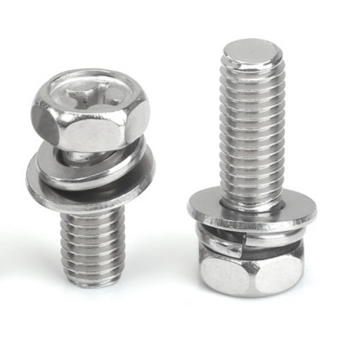 304 Stainless steel M4 M5 M6 Steel Zinc Plated Pan Head Sems Machine Combined Screw with Flat Washer spring washer Sems Screw
