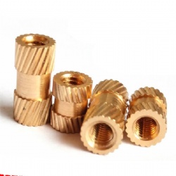 Injection Molded Brass Insert Through Thread cross Knurled Copper Inserts Nut