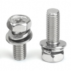 304 Stainless steel M4 M5 M6 Steel Zinc Plated Pan Head Sems Machine Combined Screw with Flat Washer spring washer Sems Screw